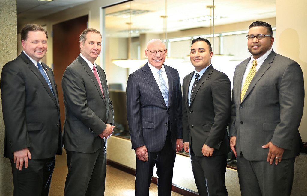 Alexis Majano (second from right) and William D. Ramos (right) will serve as Summer Law Associates at the Firm. Also pictured (left to right) Thomas McKevitt, Counsel with the Firm; Jon A. Ward, Member and Partner with the Firm; and Michael H. Sahn, the Firm’s Managing Member.